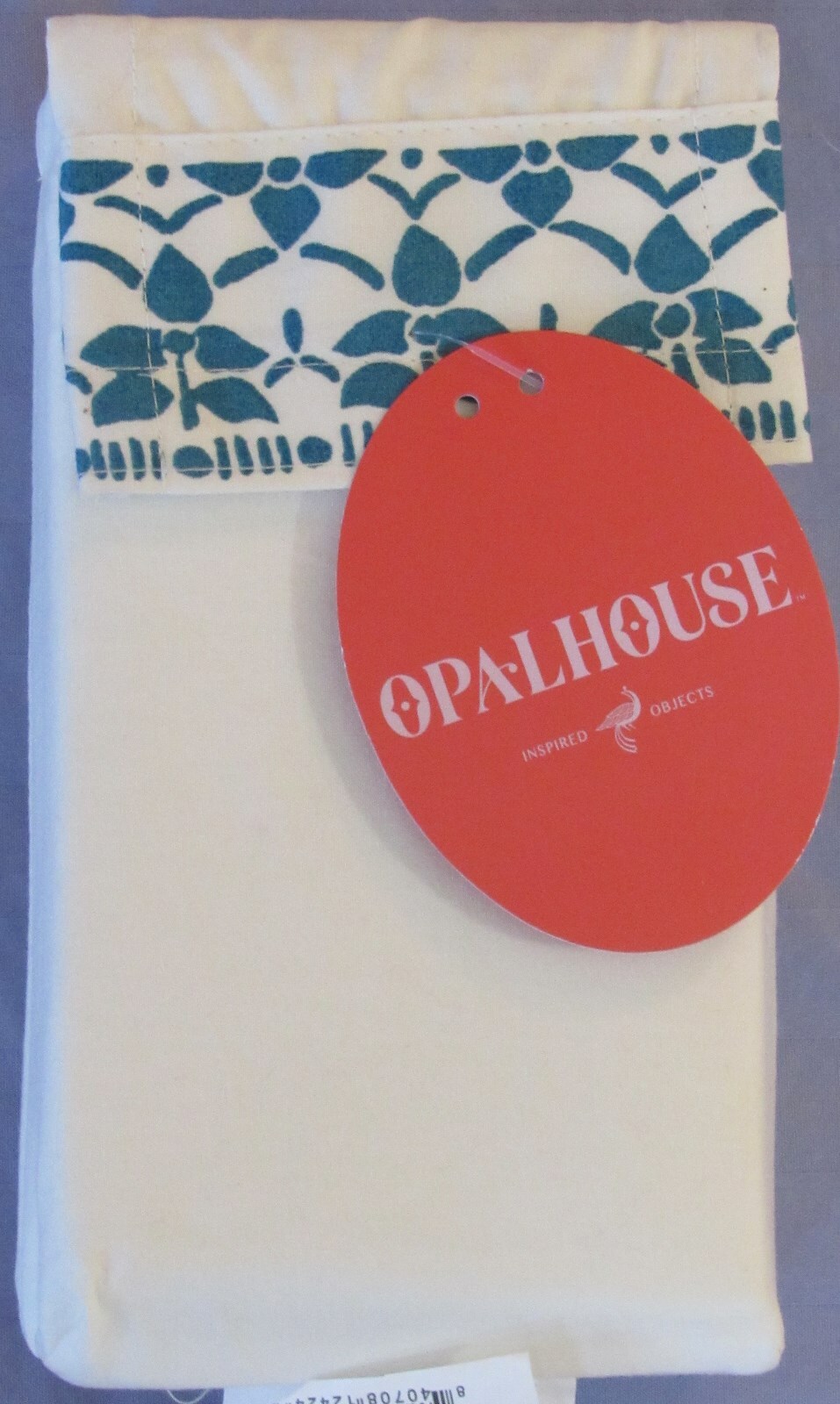 Opalhouse Contrast Hem Cotton Percale King Pillowcases cream blue new #12424