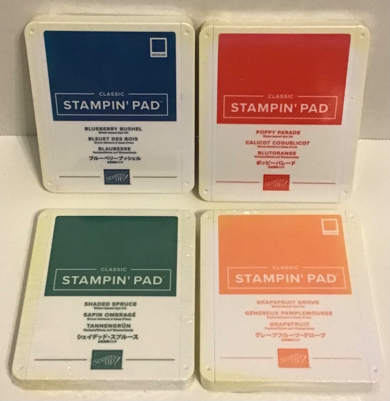 New Stampin Up Blueberry Bushel,Poppy Parade, Shaded Spruce,Grapefruit Grove Ink