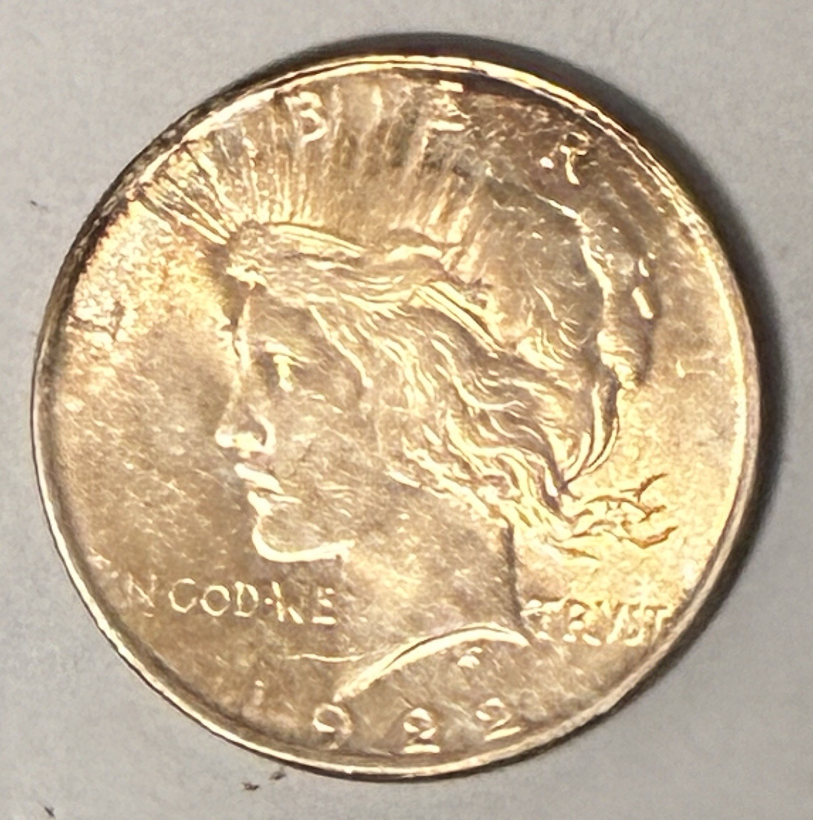 1922 Choice BU Peace Silver Dollar, List $125 Now $73