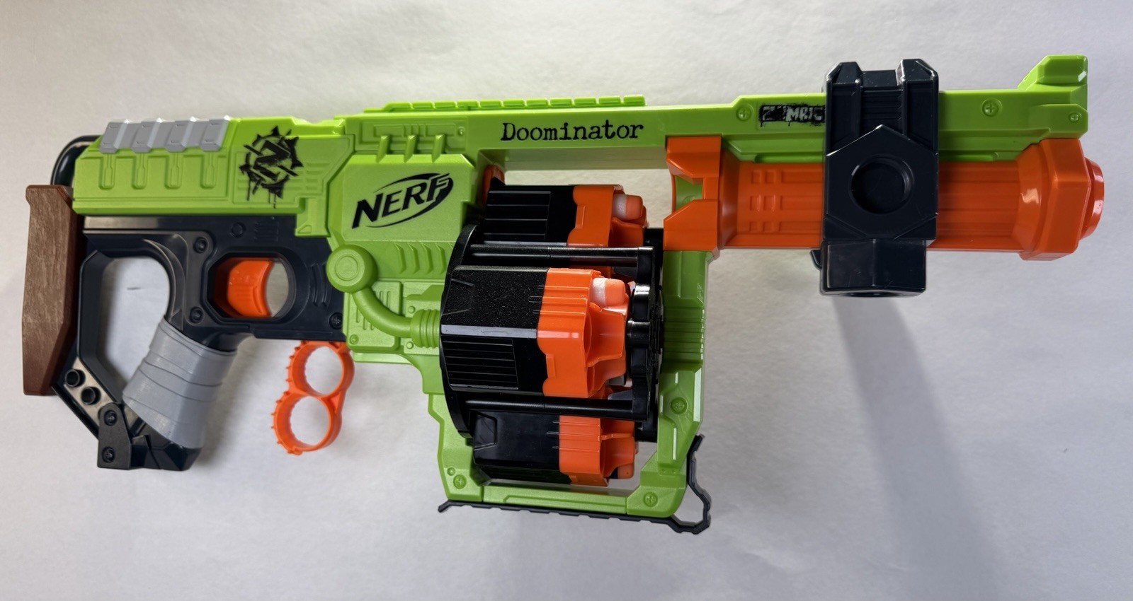 Nerf Zombie Strike Doominator Blaster w/ Rotating Drum Tested Working