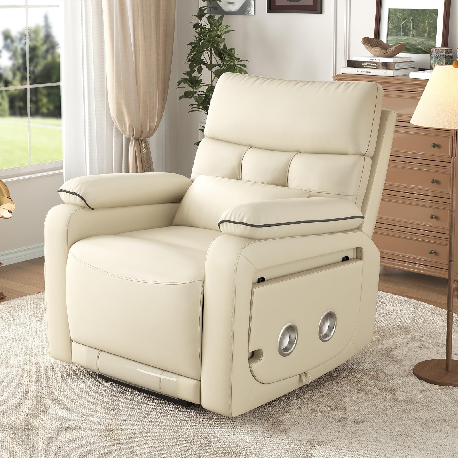 Power Lift Recliner Chair for Elderly, Faux Leather Dual Motor Power Recline Cha