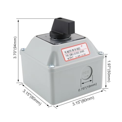 Rotary Changeover Switch 660V 20A 3 Position 2 Phase ON-OFF-ON with Wider Box
