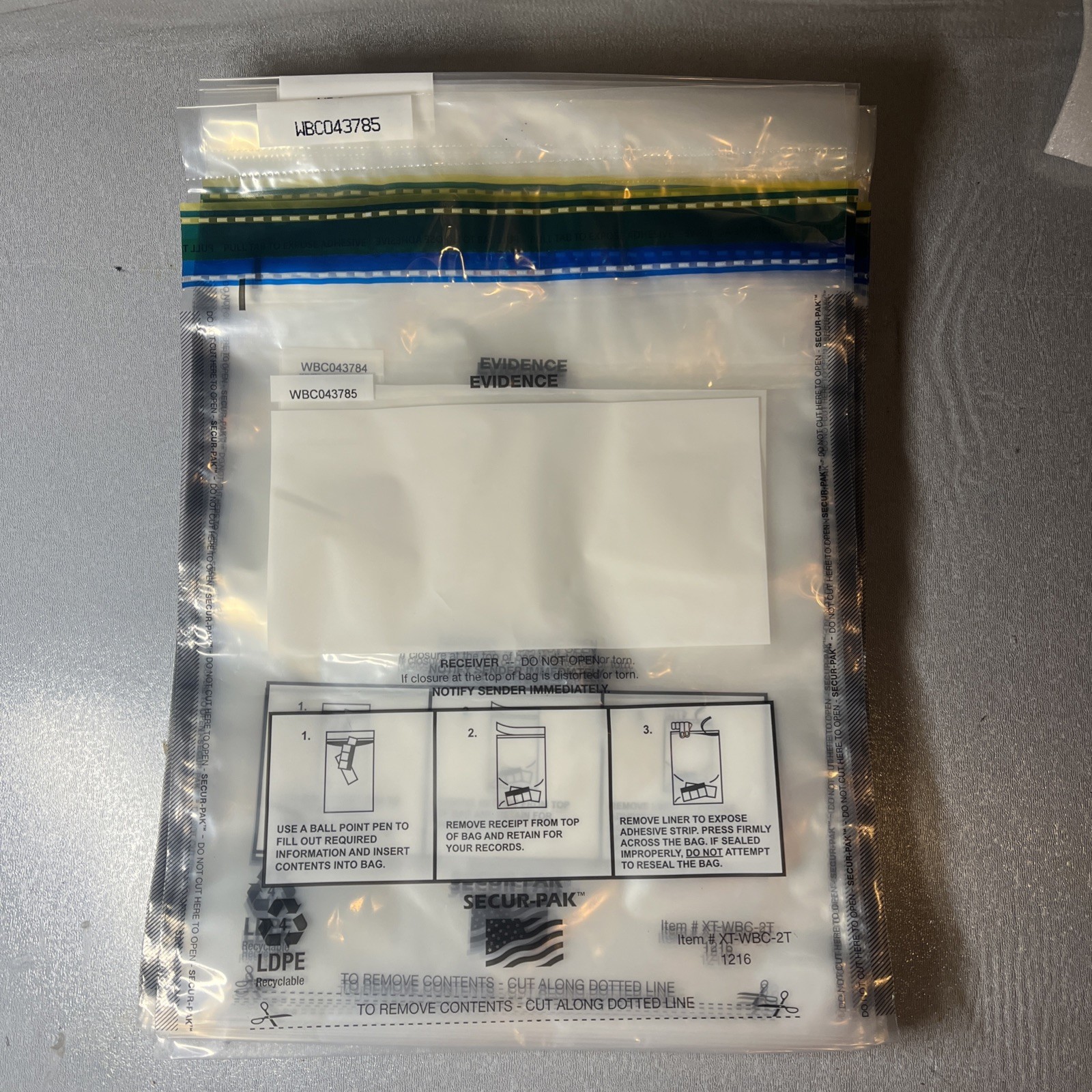 Evidence Bag, Secur-pak 50 Bags 12x14