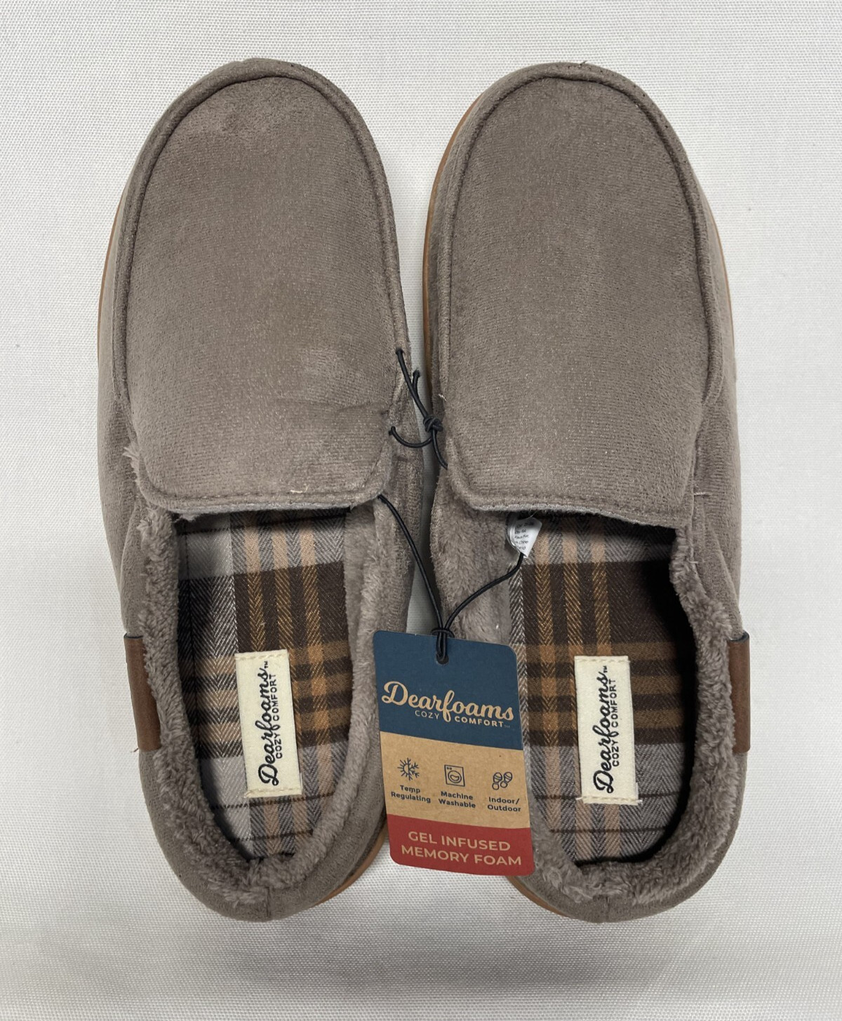 DEARFOAMS Men's Comfort Gel Infused Memory Foam Notch Clog Slippers, Size: 7-8