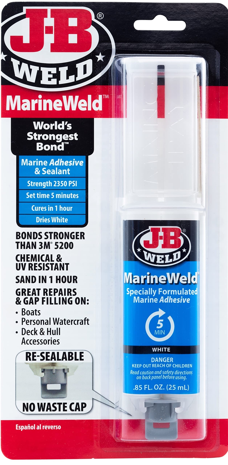 J-B Weld 50172 MarineWeld Syringe for Fiberglass, Metal, Aluminum, Wood, Plastic