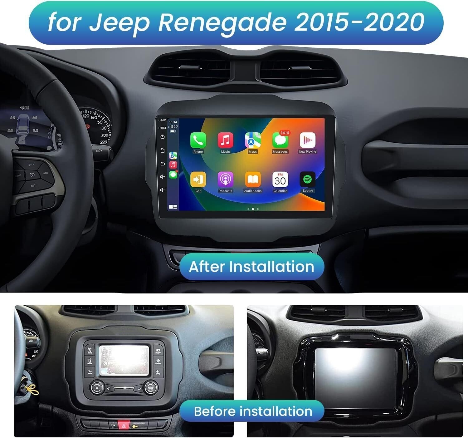 Android13 Car Stereo Radio GPS Navi Wifi FM RDS Wifi For 2015-2020 Jeep Renegade