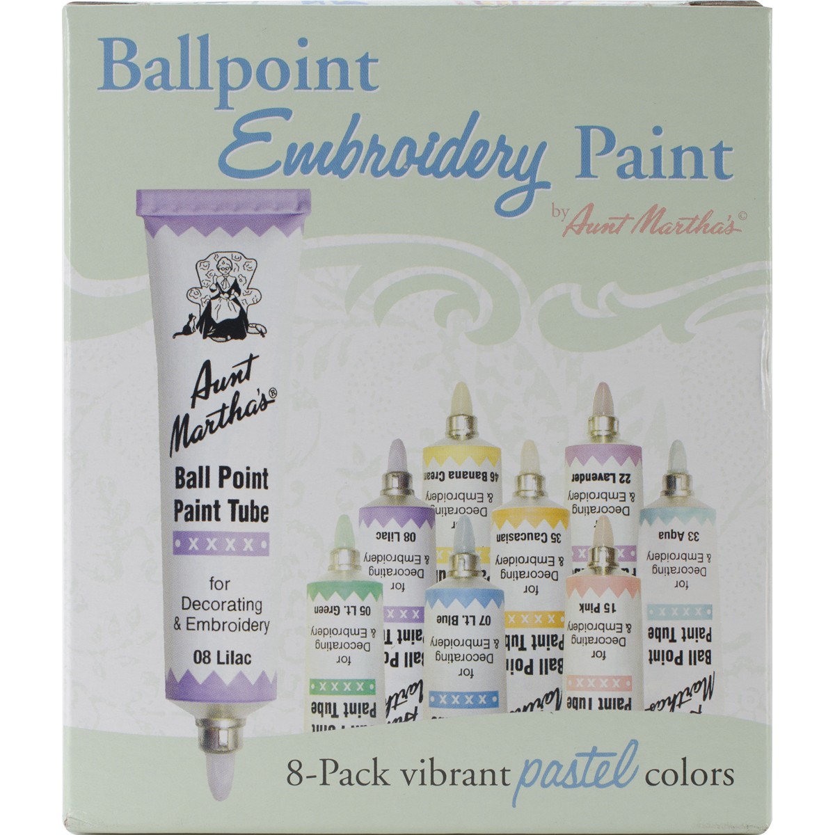Aunt Martha's 888  Ballpoint Paint Tubes 1oz 8/Pkg-Pastel Colors