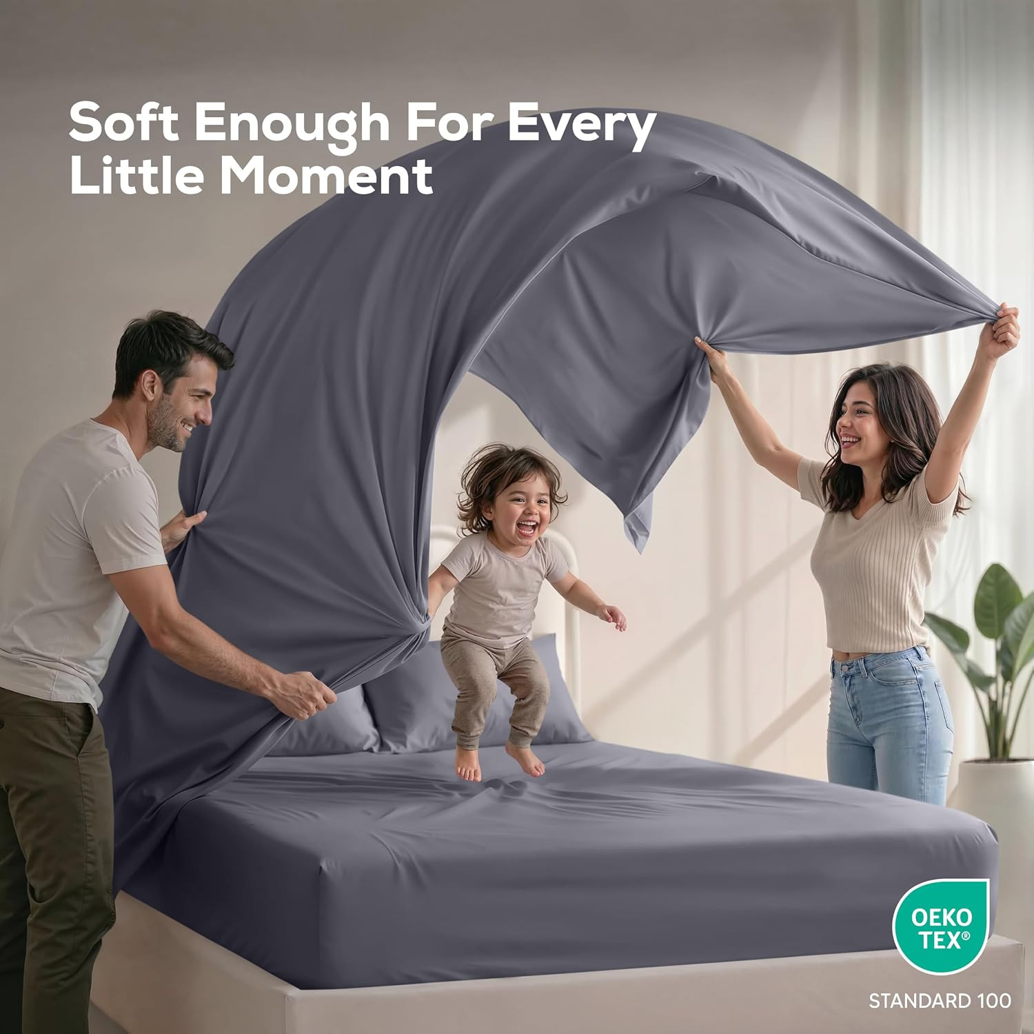King Size Sheet Set – 4 Piece Bed Sheets, Soft and Breathable Microfiber, Includ