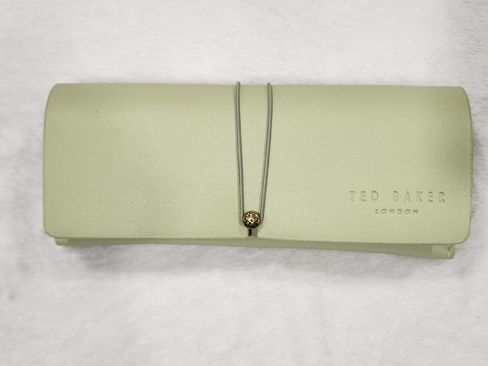 Ted Baker London Green Soft Shell Fold Over Wrap Closure Glasses Case With Cloth