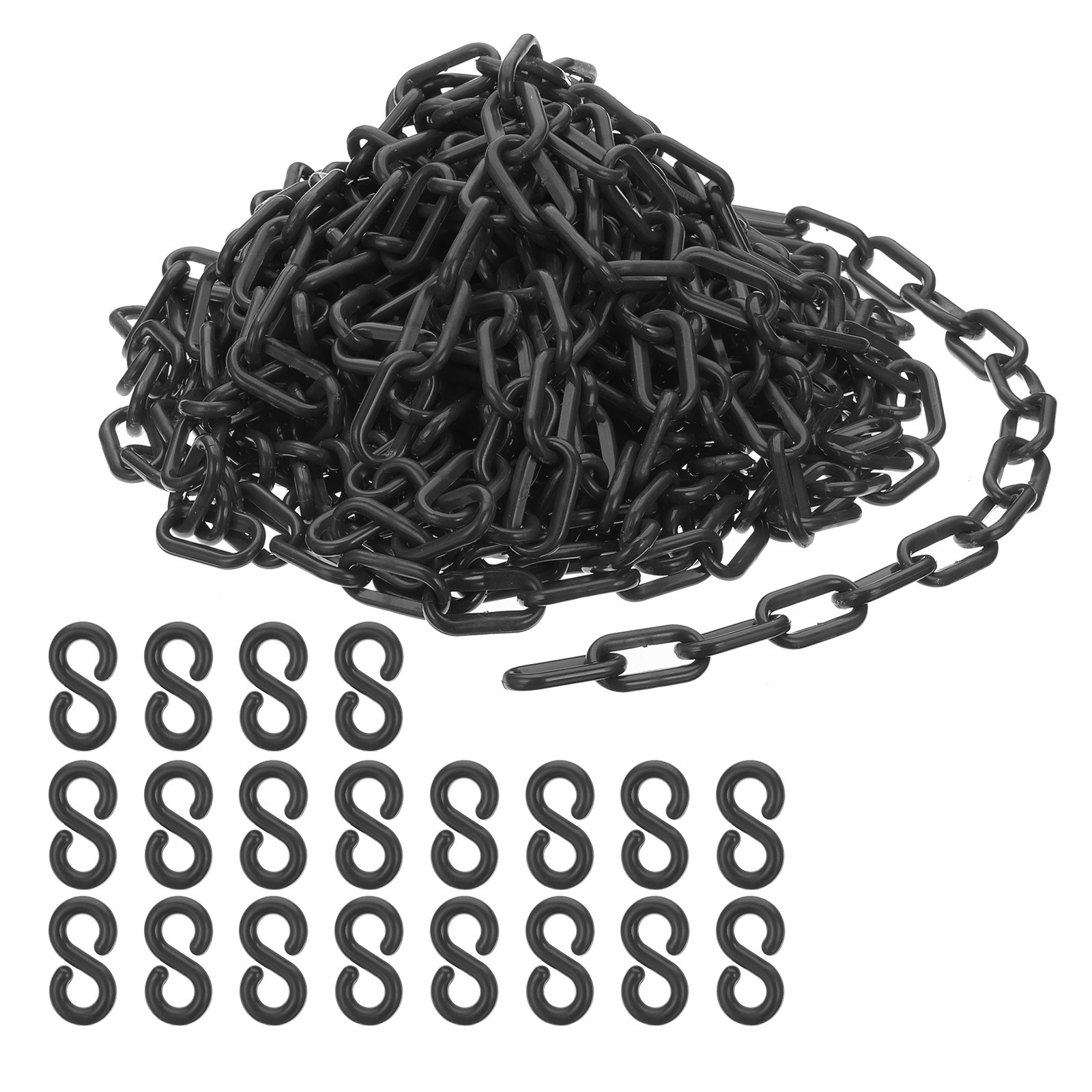 Plastic Chain Links, 45 Foot Safety Chains, Black Chains Barriers,6mm