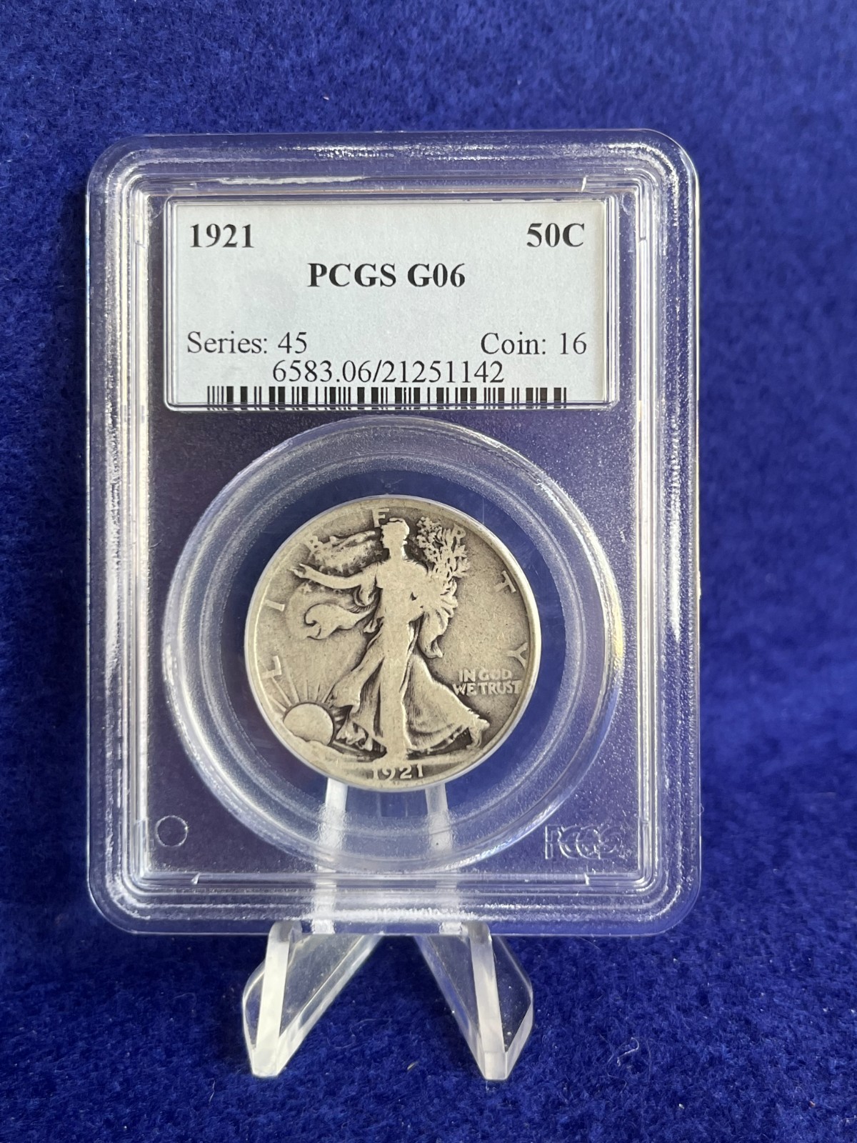 1921 Walking Liberty Half Dollar 50c "Semi-Key Coin" *PCGS G6 Good* Solid Coin