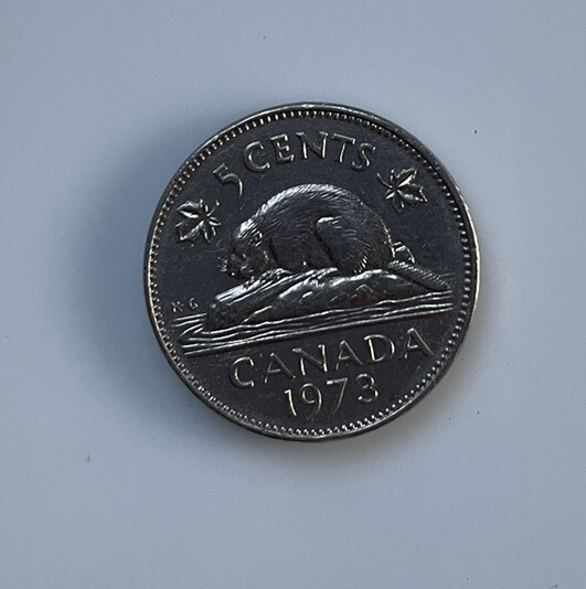 Canada 5 Cents Coin, 1973 queen elizabeth