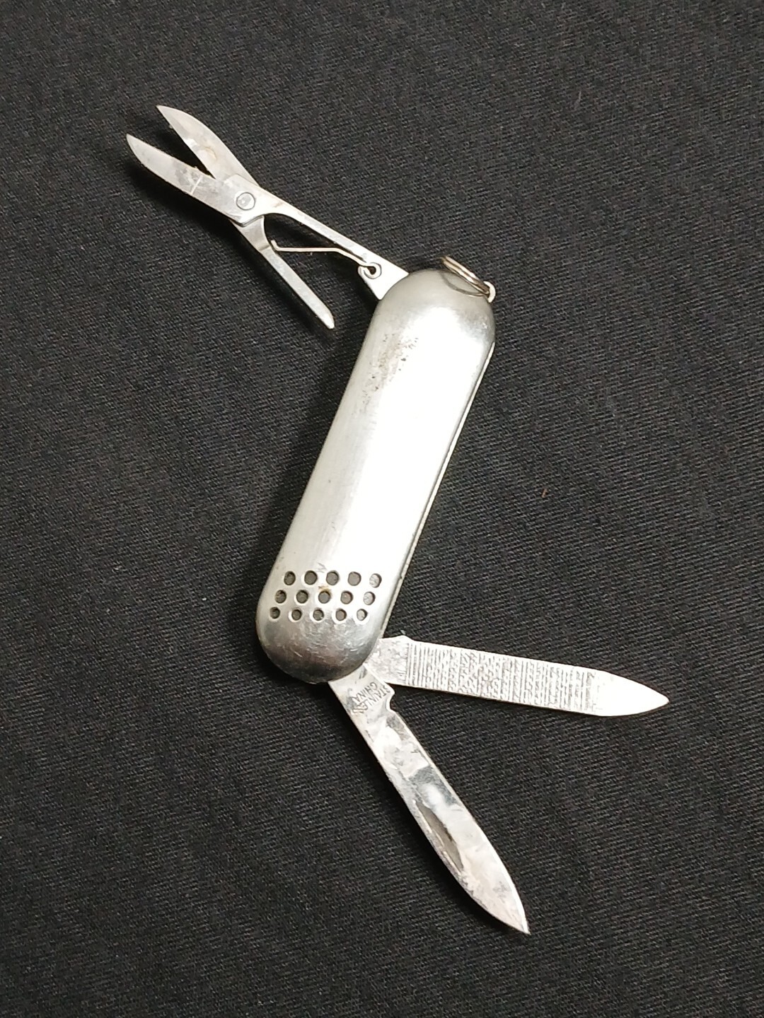 Pocket knife 3 multi-tool scissors, nail file, blade w keychain loop/A2