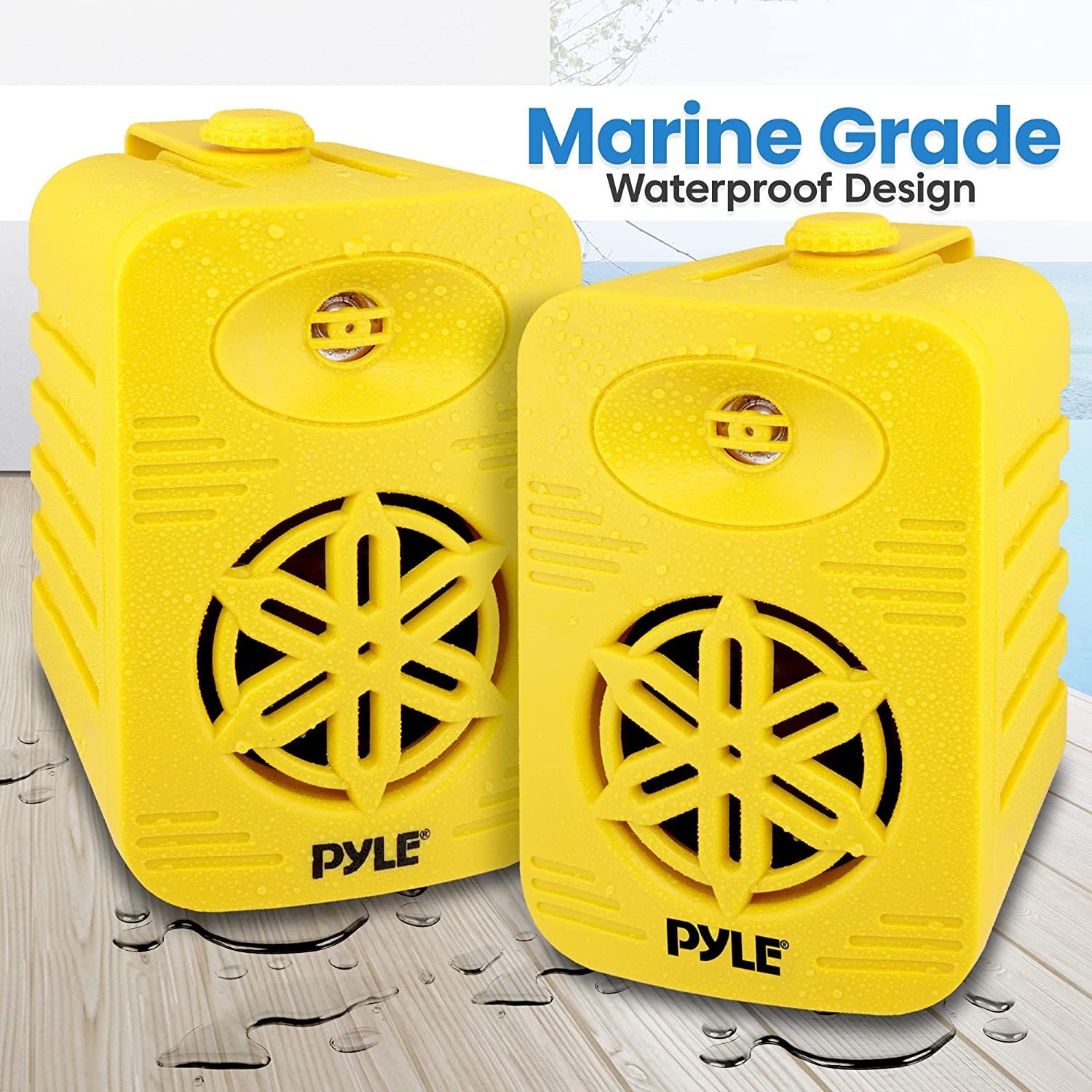 Pyle 4" Rectangular 2-Way 150W RMS Bluetooth Speakers Pair - 300W Dual 8 Ohms