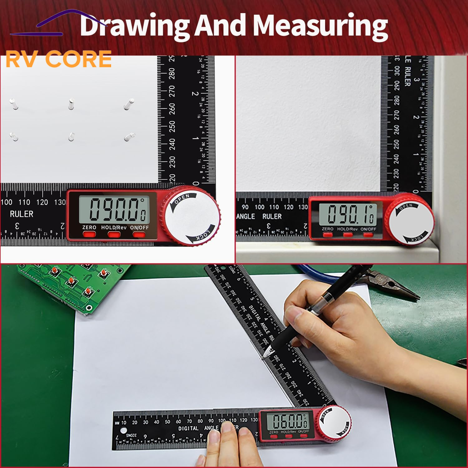 Digital Angle Finder 7" LCD Protractor Ruler 200mm Carpenter Woodworking Tool