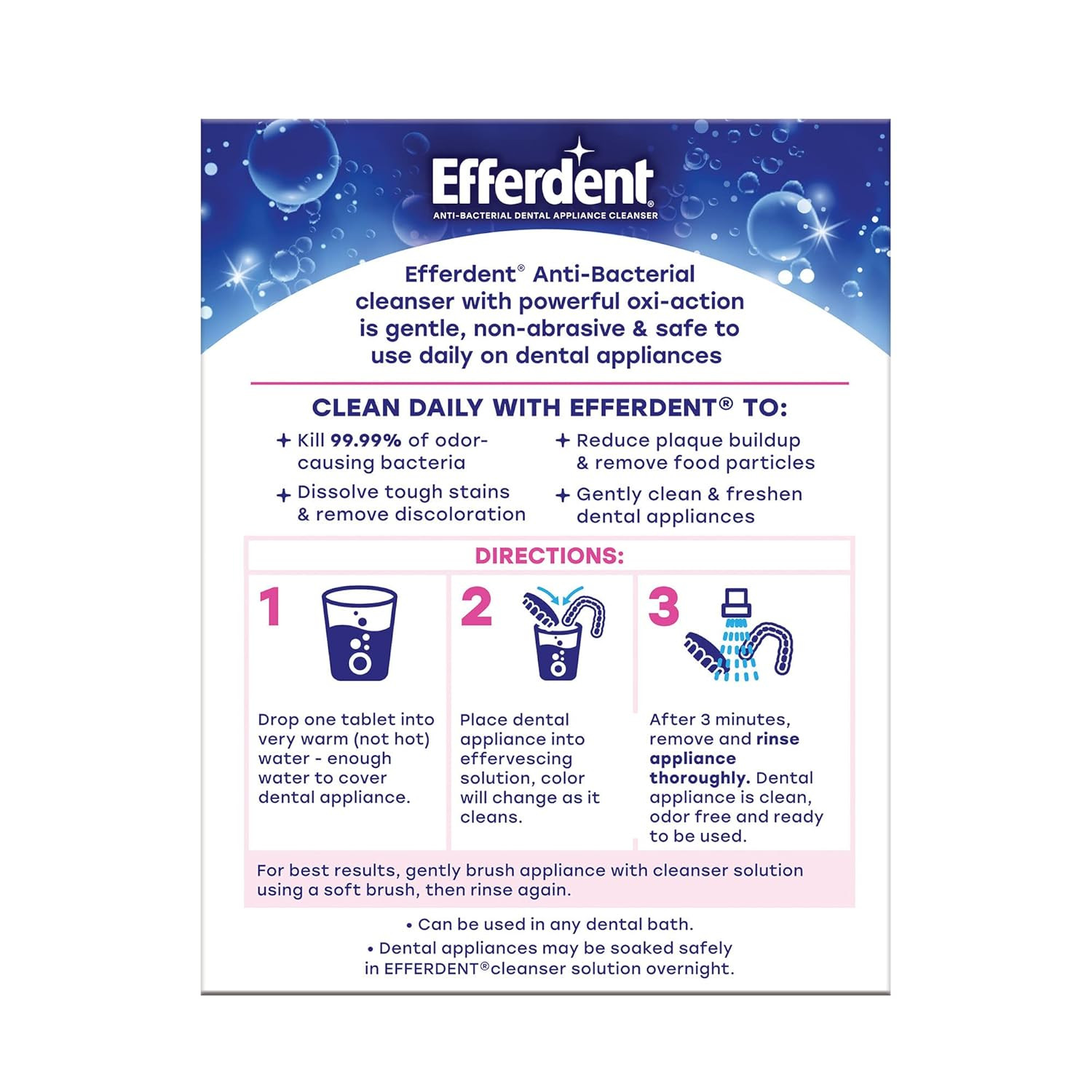 Retainer & Denture Cleaner Tablets and Dental Bath, 4 Tablets
