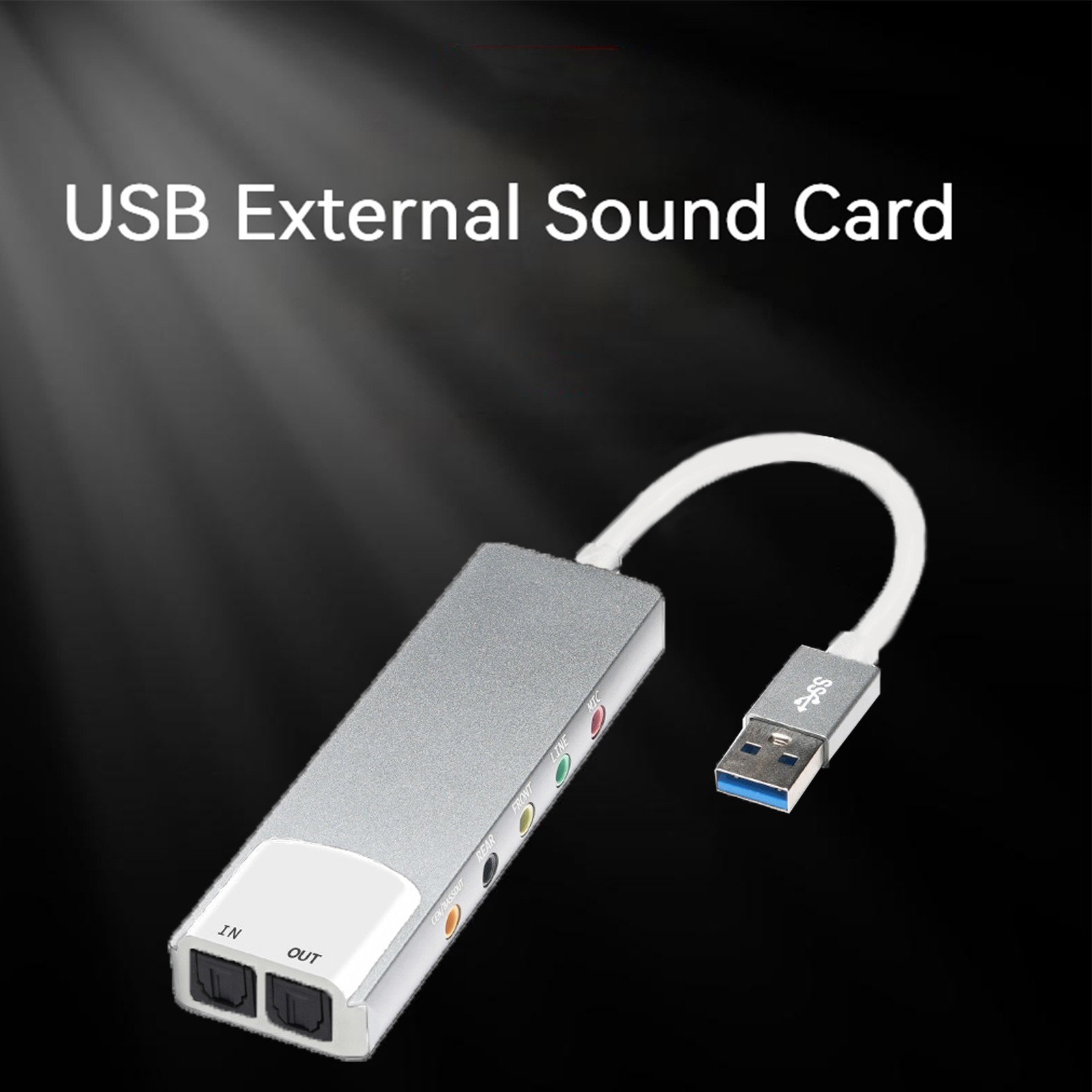 Aluminum Alloy USB Optical Fiber SPDIF Card Supports AC-3 DTS 5.1 Channel Silver