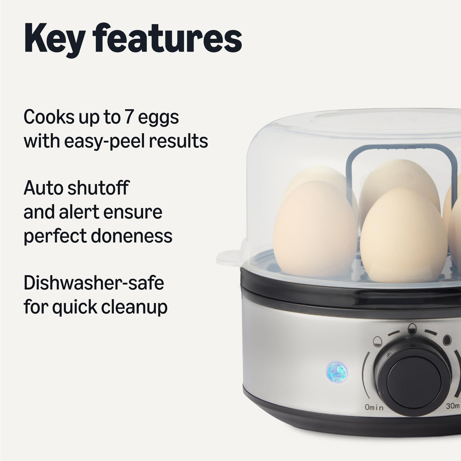 Amazon Basics Electric Egg Cooker for Hard-Boiled Eggs, 7-Egg 7-Egg, Black