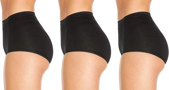 Ladies Maxi Briefs Comfort Smooth Cotton Black Knickers Underwear 3 Pair Pack