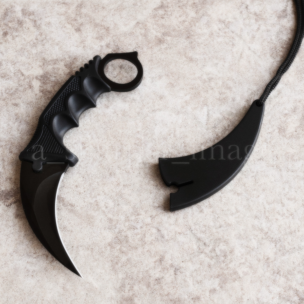 7.5" Black Karambit Curved Blade Rugged EDC Utility Self Defense, Solid & Sharp