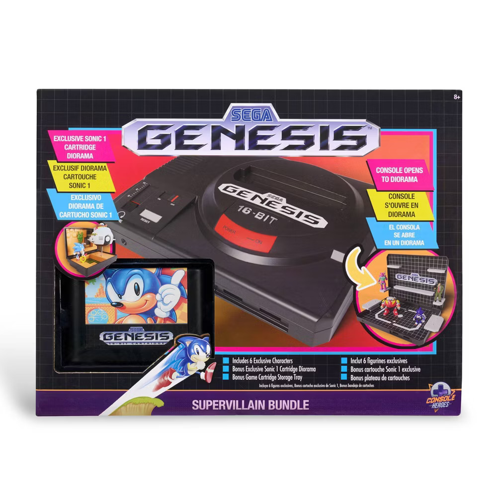 Sega Genesis Display Console - Supervillain Boss Bundle + Sonic 1