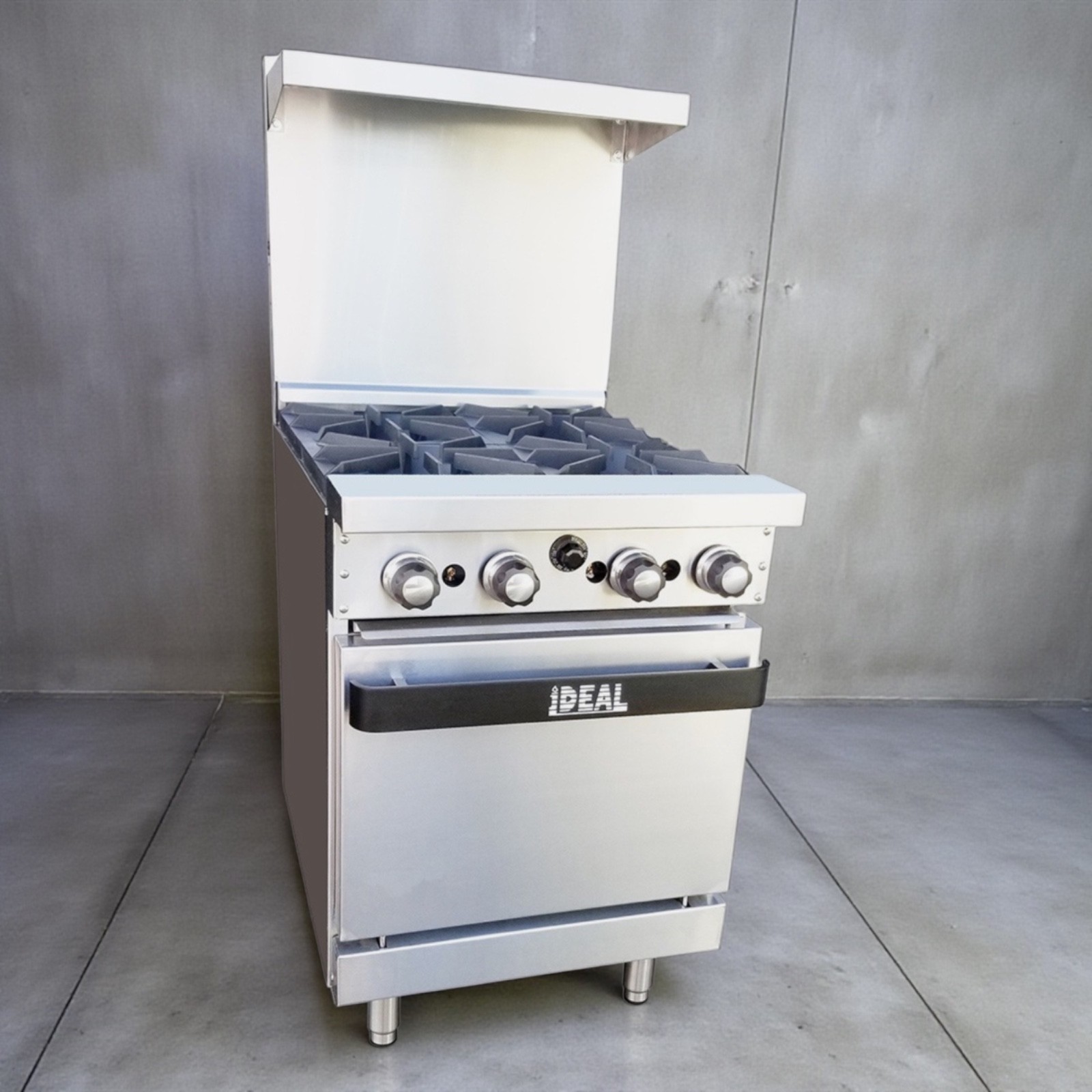 Ideal IDRG-4 24" Commercial Gas Range 4 Burner w/ Space Saver Oven 134k BTU ETL