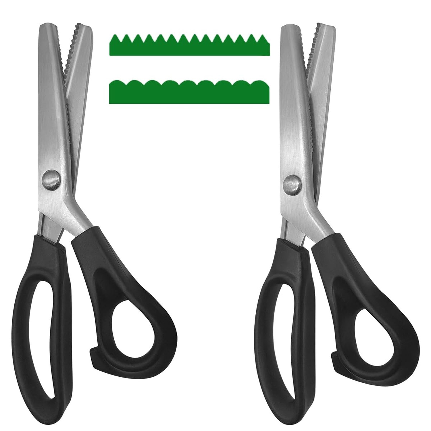 2 Models Pinking Shears, Zig Zag Scissors for Crafting, Paper Cutting, Leathe...