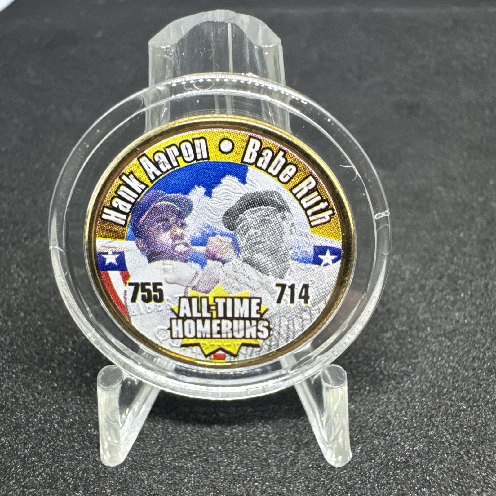 Babe Ruth-Hank Aaron All Time Homeruns Baseball HOF 24k Gold Plated Quarter