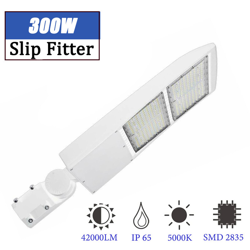 300W LED Parking Lot Light Shoebox Area Light Slip Fitter Mount White 5000K IP65