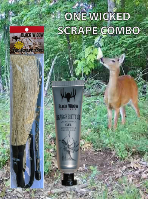 Black Widow Deer Lures Scrape Duo - 1.5oz Branch Butter and a Scrape Rope