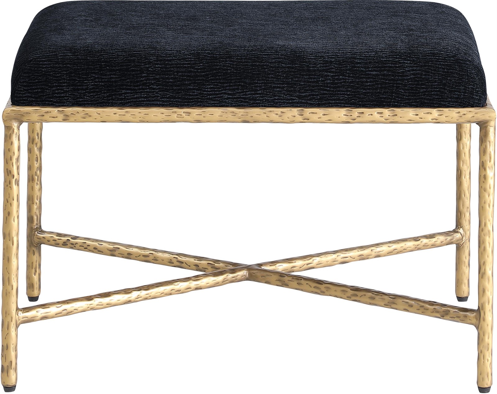 Meridian Furniture Valley Black Chenille Fabric Bench