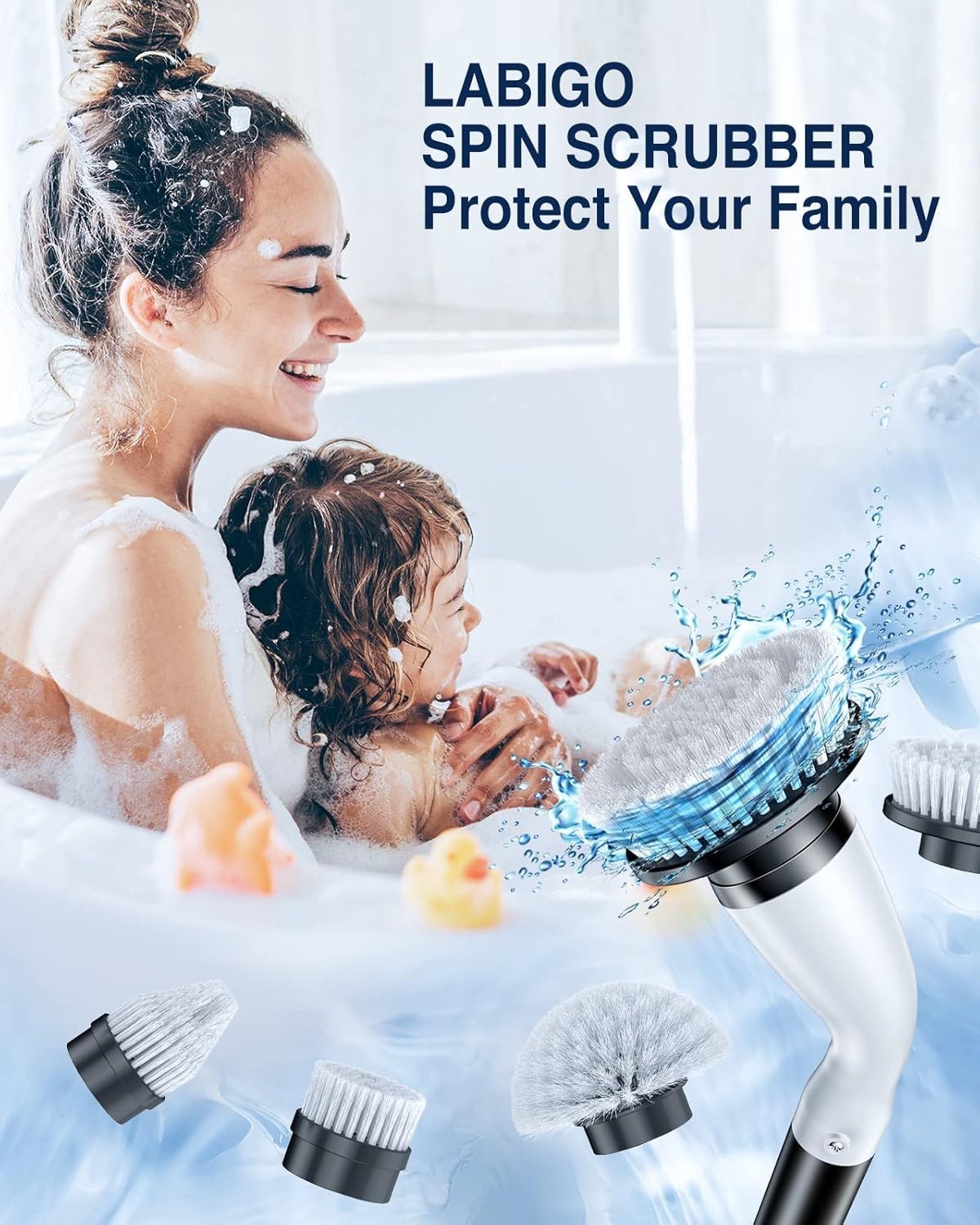 Electric Spin Scrubber, Cordless Cleaning Brush Scrubber with 7 Replaceable B...