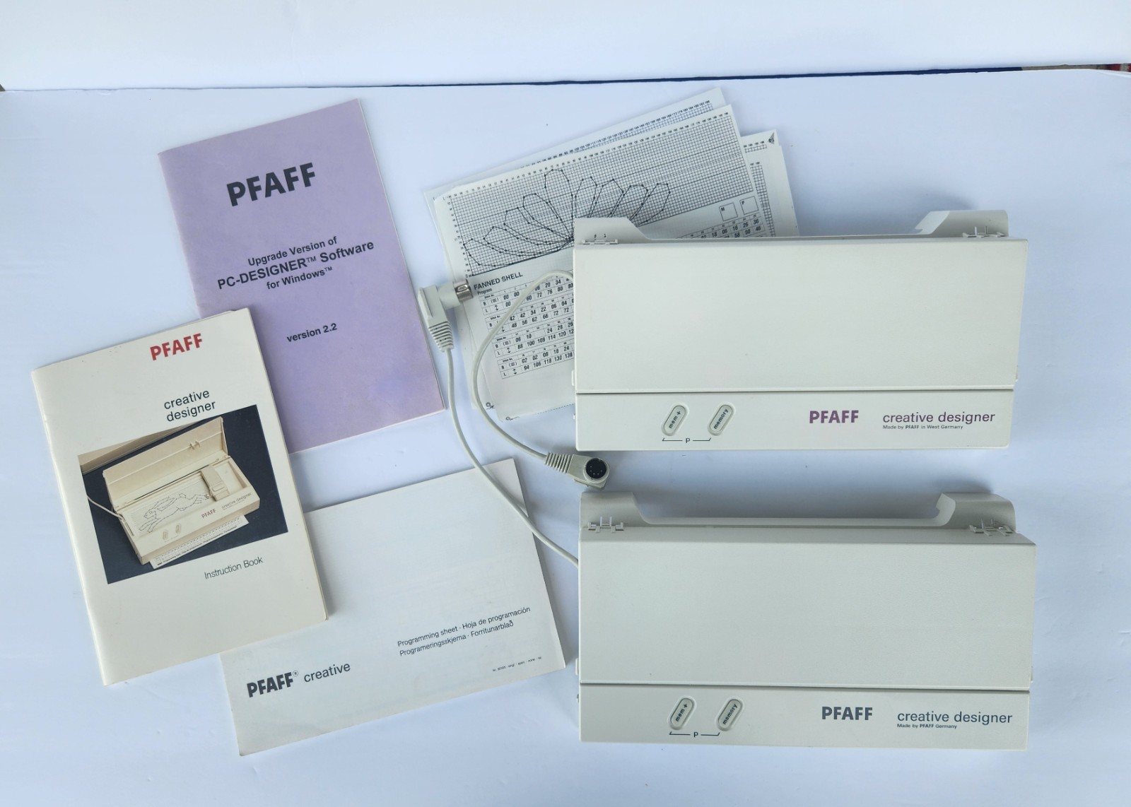 Pfaff Creative Designer Accessories x2 for 1475 CD Sewing Machine + Manuals