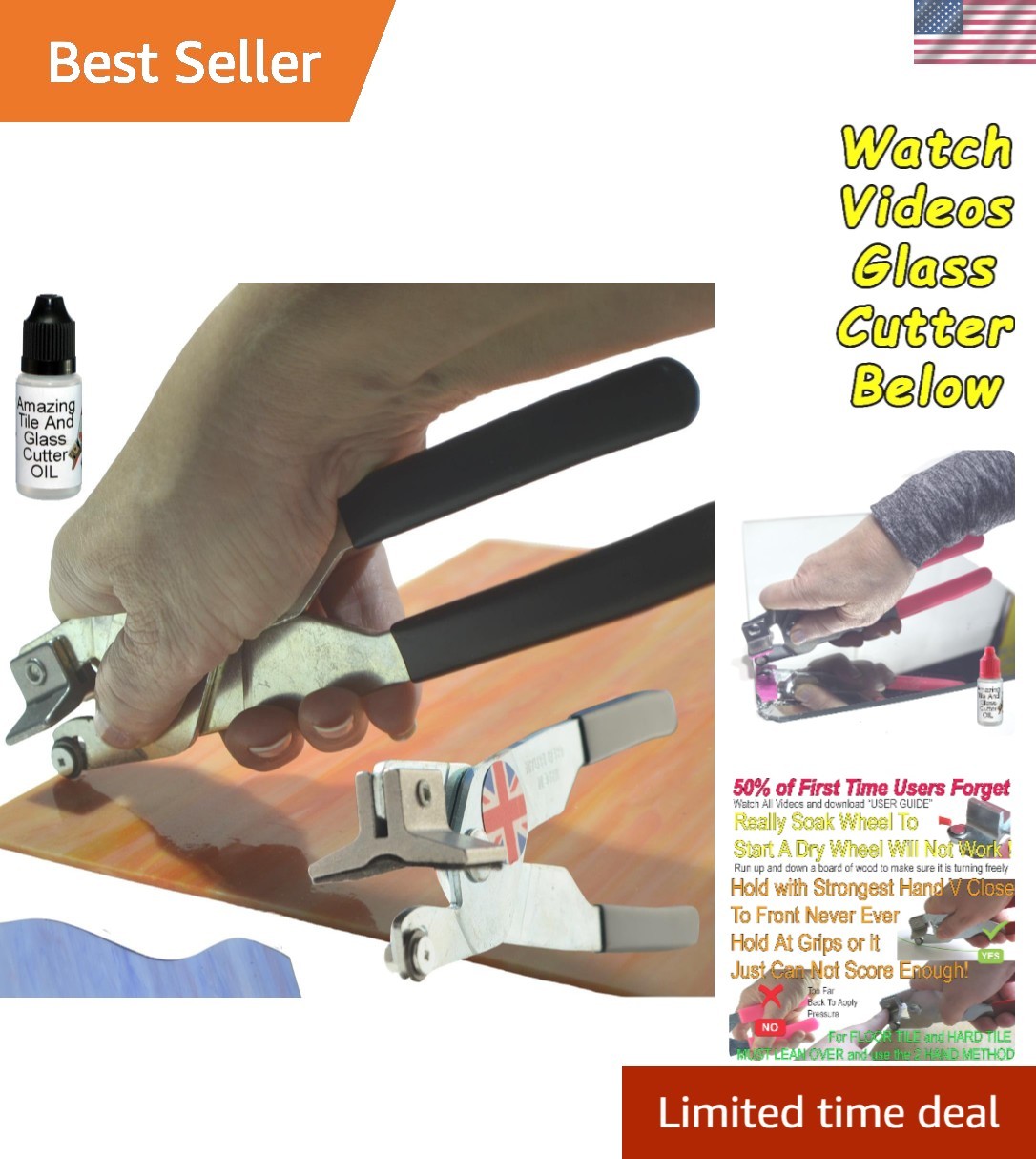 Stained Glass Cutter, Made in UK Professional 2-in-1 Stained Glass Cutting To...