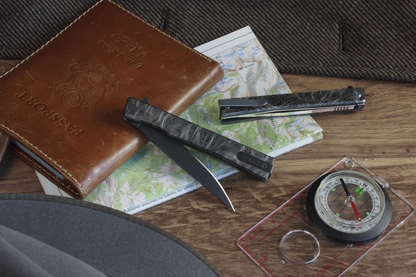 Ocaso Solstice Linerlock PVD Topo Folding Knife Black