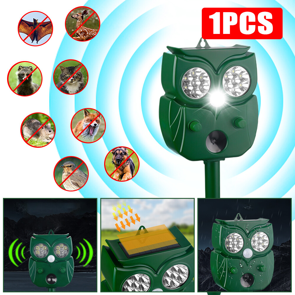 Solar Ultrasonic Animal Repellent Dog Cat Skunk Deer Raccoon For Garden Yard US