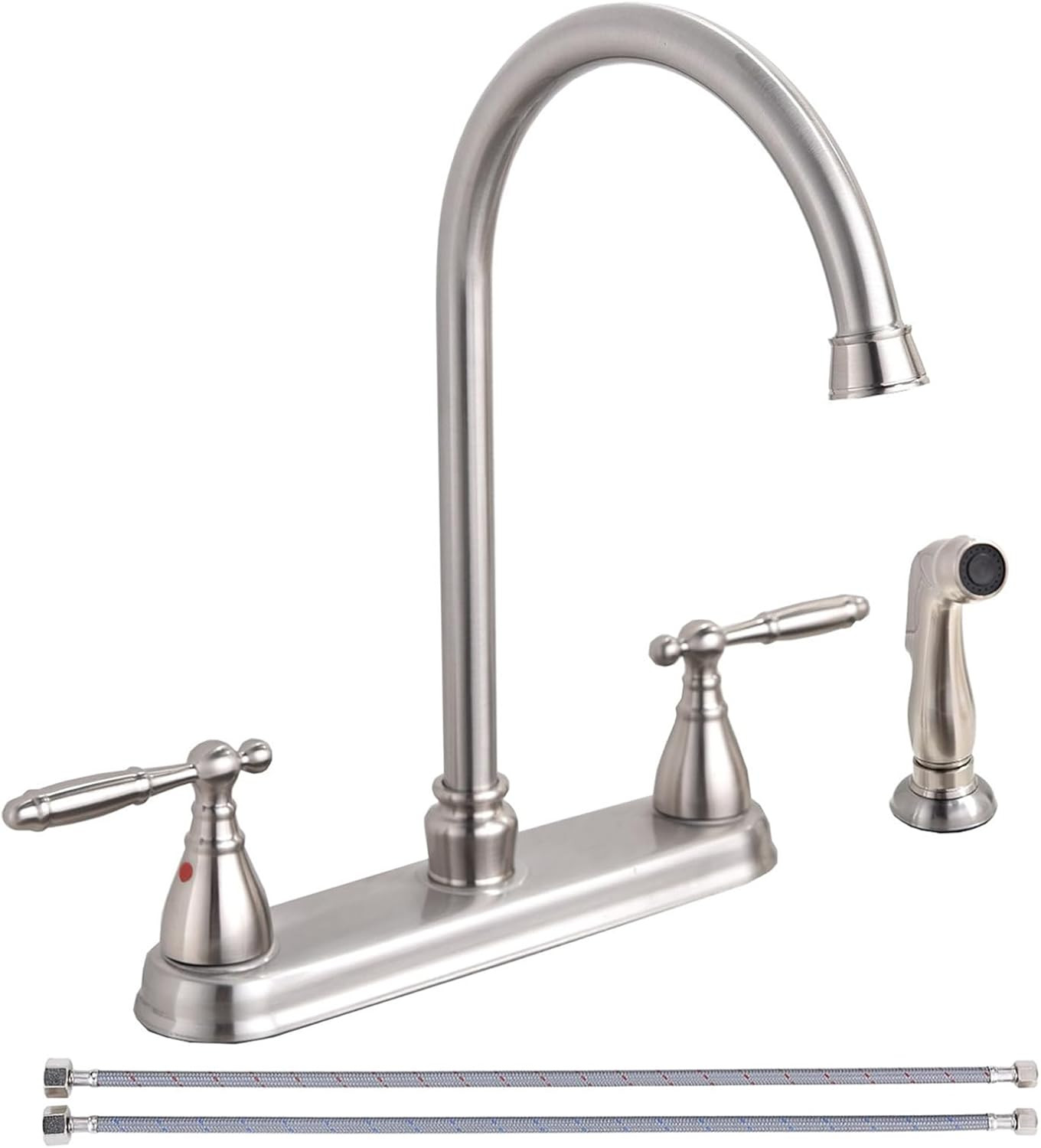 Kitchen Faucet with Side Sprayer, 2 Handle Faucet for Kitchen Sinks 3 Hole or 4