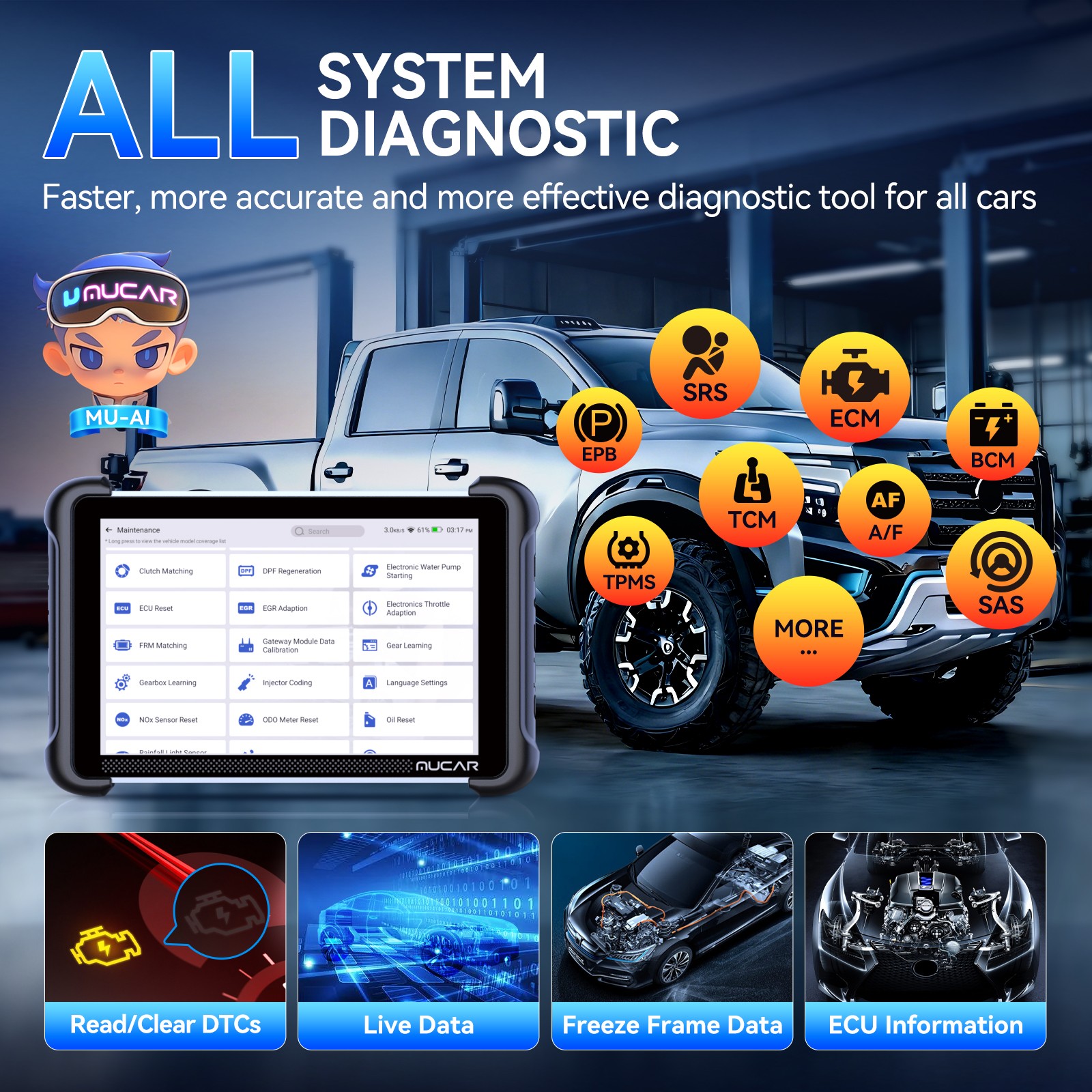 MUCAR 892BT Car CANFD AI All System Scanner KEY Coding Bidirectional Tool