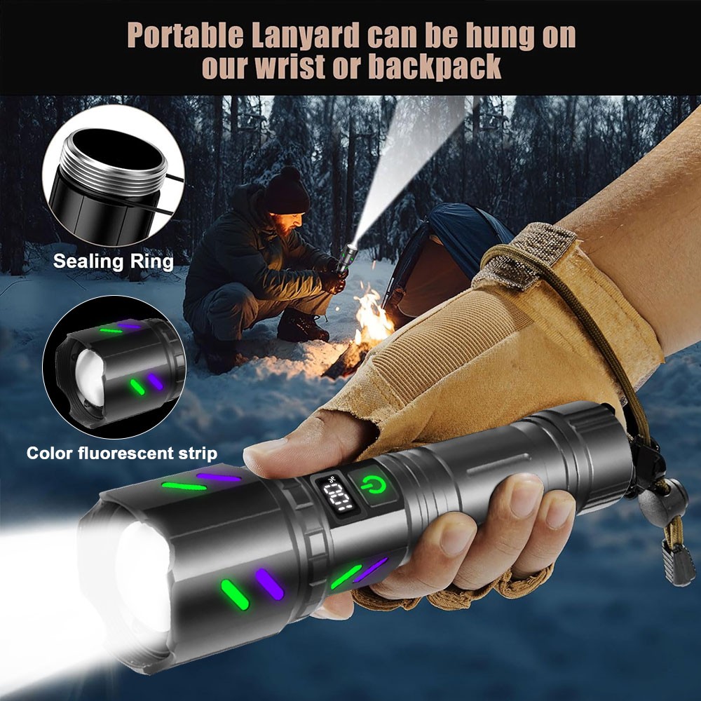 12000LM Laser White LED Flashlight Torch USB Rechargeable Zoomable Burning Light