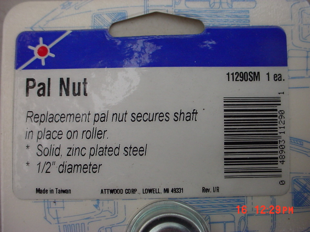 Attwood Push On Cap Nut-Axle Cap -Pal Nut Zinc Plated-10PK-1/2"dia P/N 11290SM