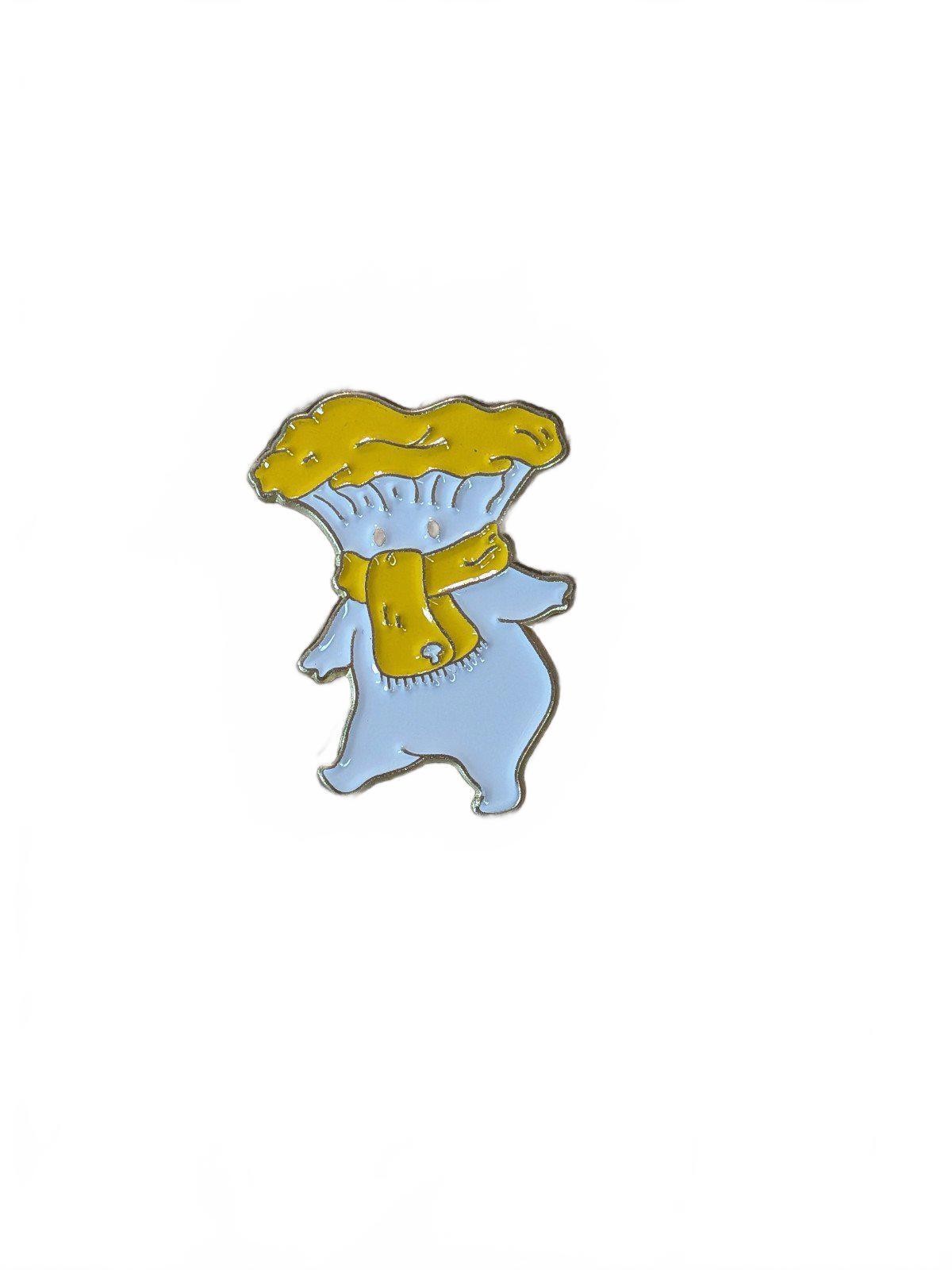 Enamel Pin Yellow and White Mushroom Dude with Scarf