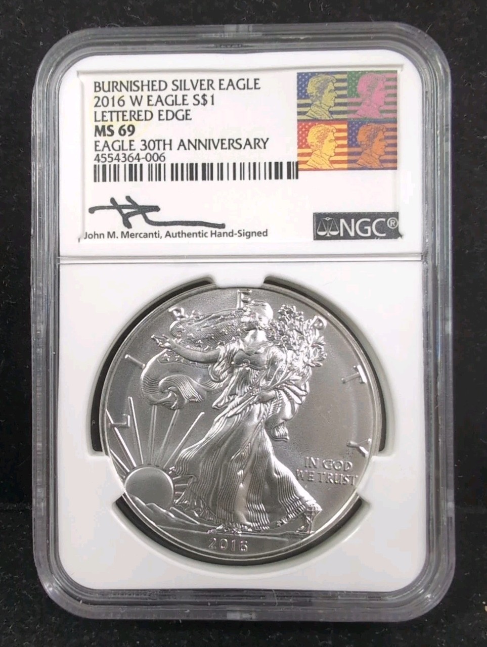 2016-W 1 oz .999 Silver Eagle Burnished NGC MS 69 Lettered Edge 7988