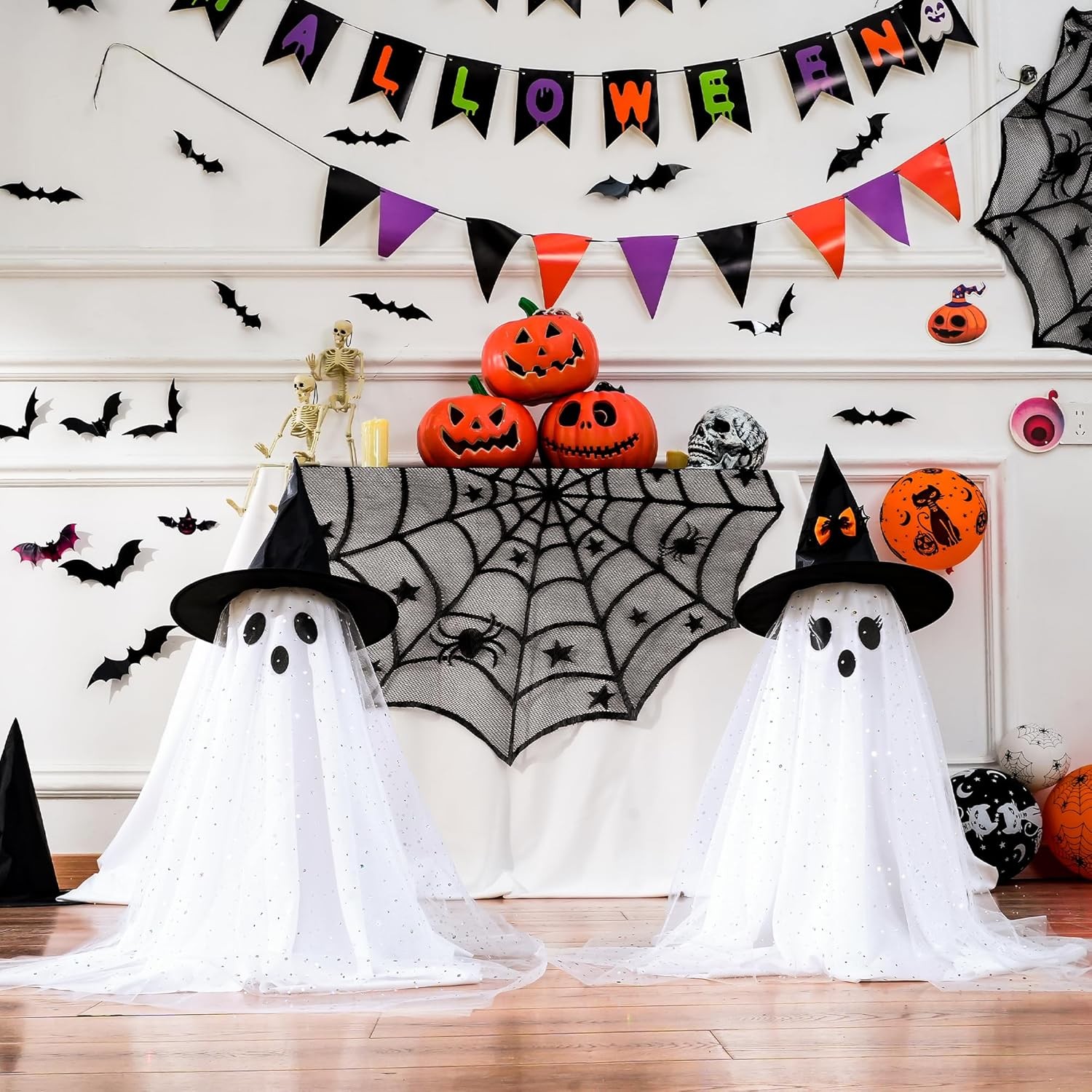 AYGXU 2pcs Halloween Decorations Indoor,Ghost Decor with String Lights White