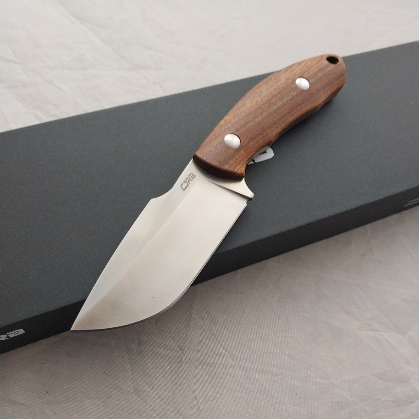 CJRB Mutt Brown Wood AR-RPM9 Fixed Blade Knife w/ Belt Sheath 1958WD