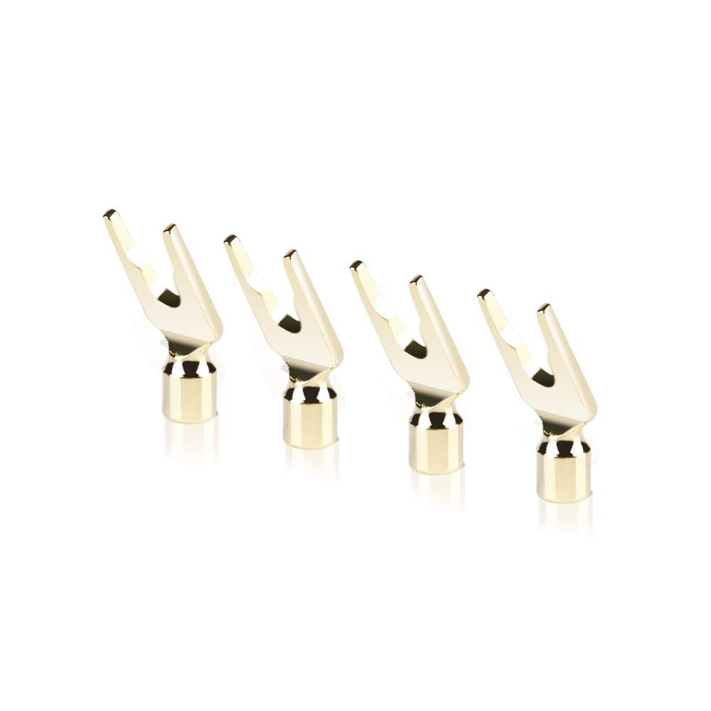 SKW Convertible Connector Gold Plated Speaker Spade Plugs 2 Pair Spade,