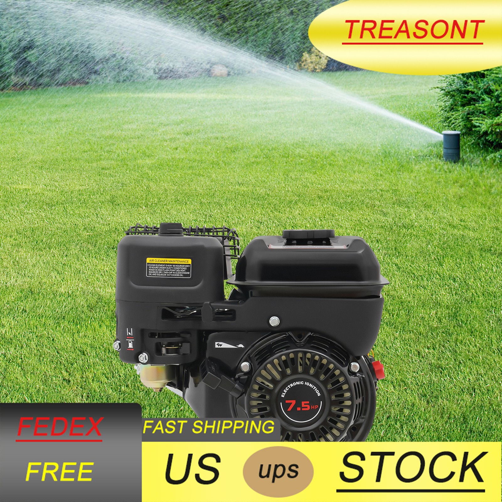 4-Stroke Gasoline Engine Steel Start Engine W/ Pull Start 212cc 7.5HP