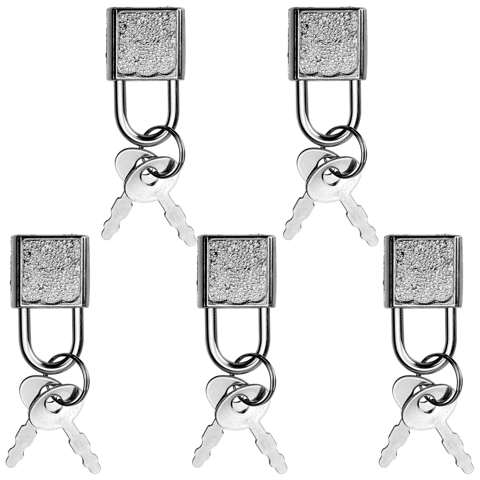 5 Pack Mini Diary Padlock, Small Locks with Keys, Tiny Luggage Silver
