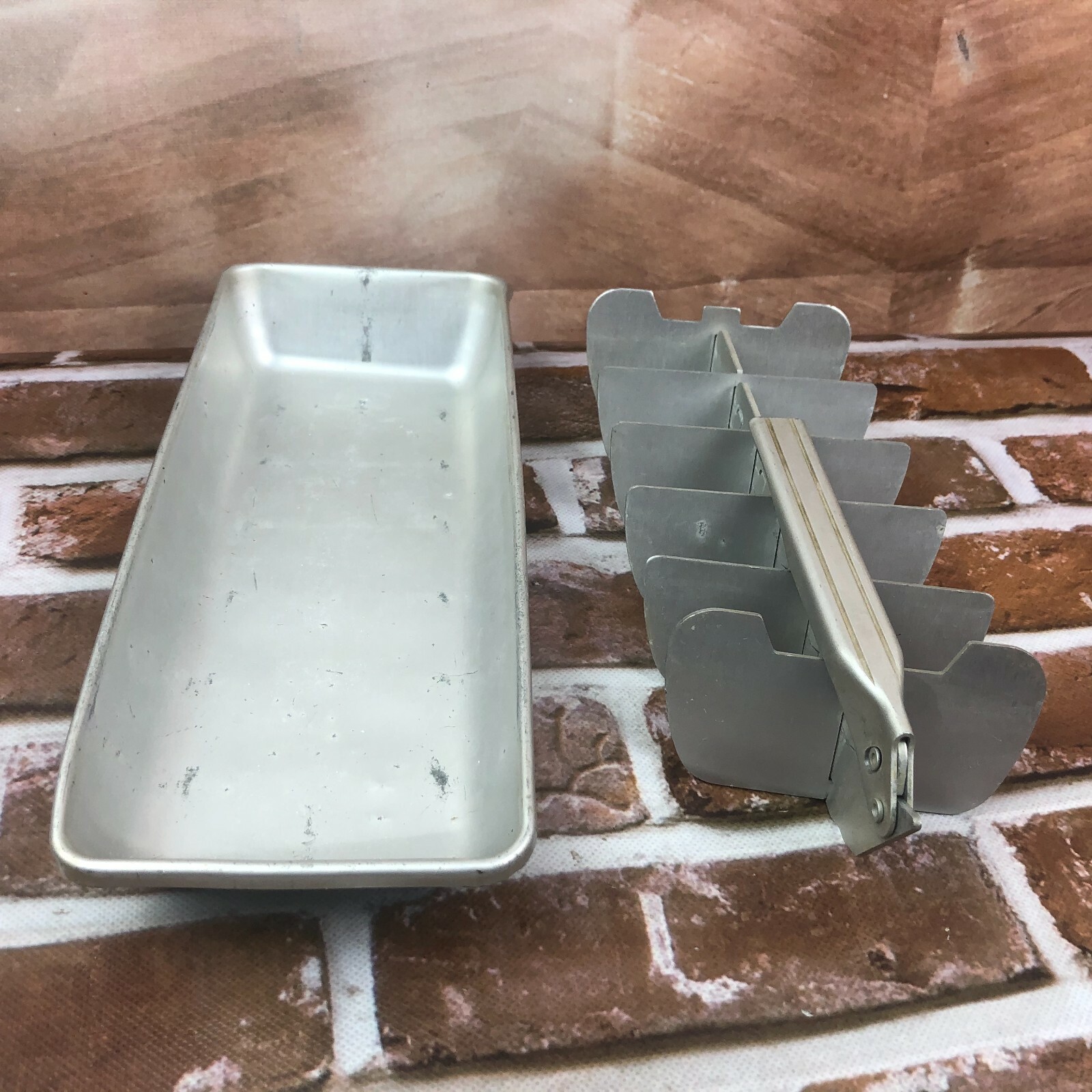 Vintage small Aluminum ice cube tray retro molds 14 cubes