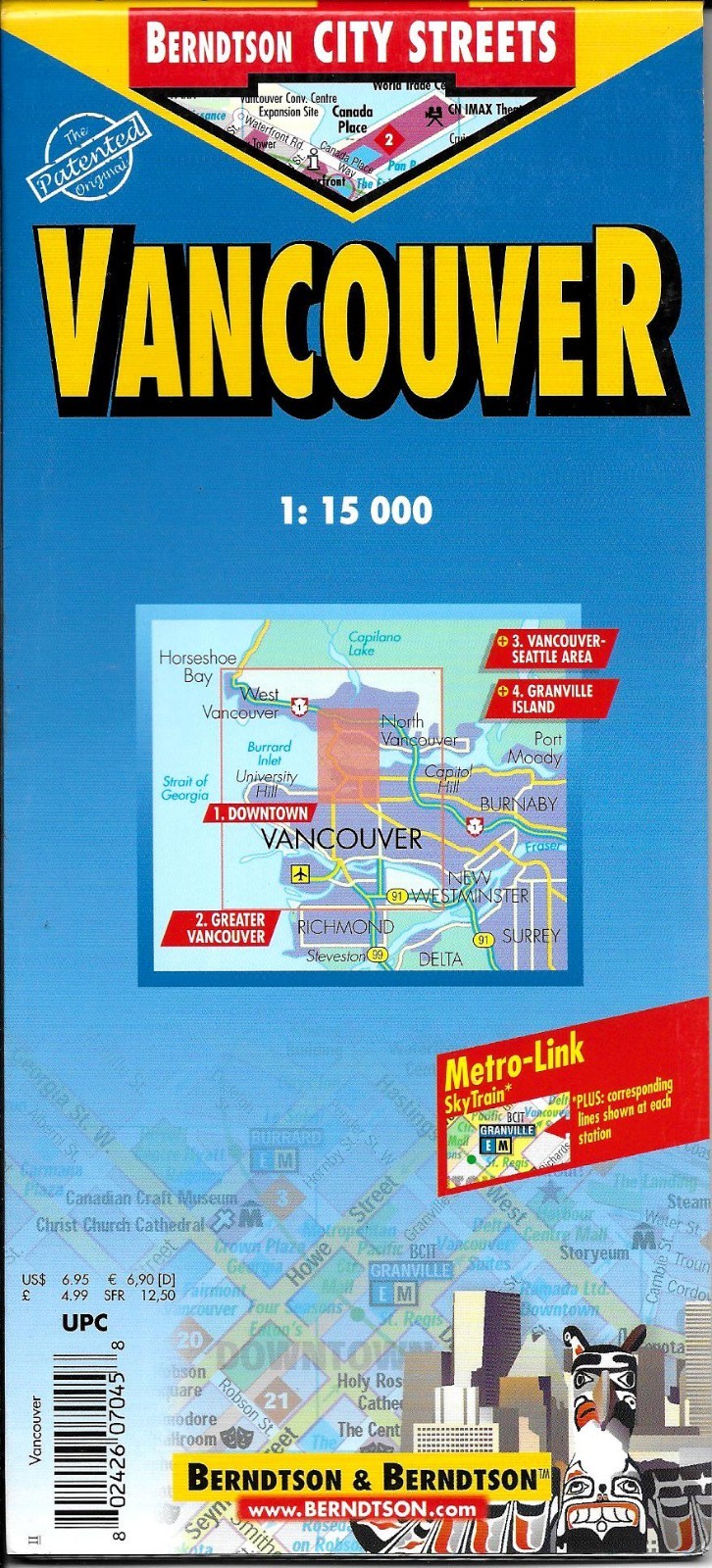 Map of Vancouver, Canada, Laminated & Folded by Berndtson Maps