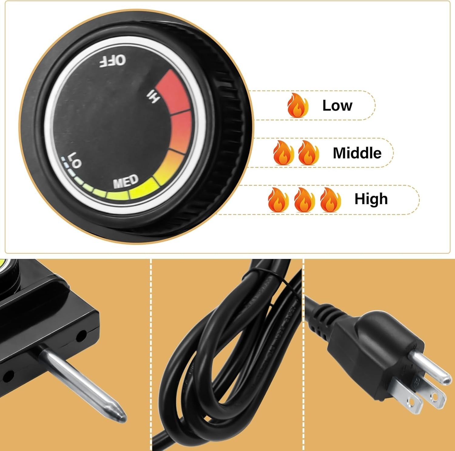 Adjustable Thermostat Controller Probe Cord for Masterbuilt Analog Electric S...